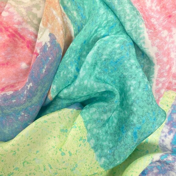 Anthropologie Lilka Annette Pastel Watercolor Patchwork Trapeze Maxi Midi Dress - Picture 8 of 10
